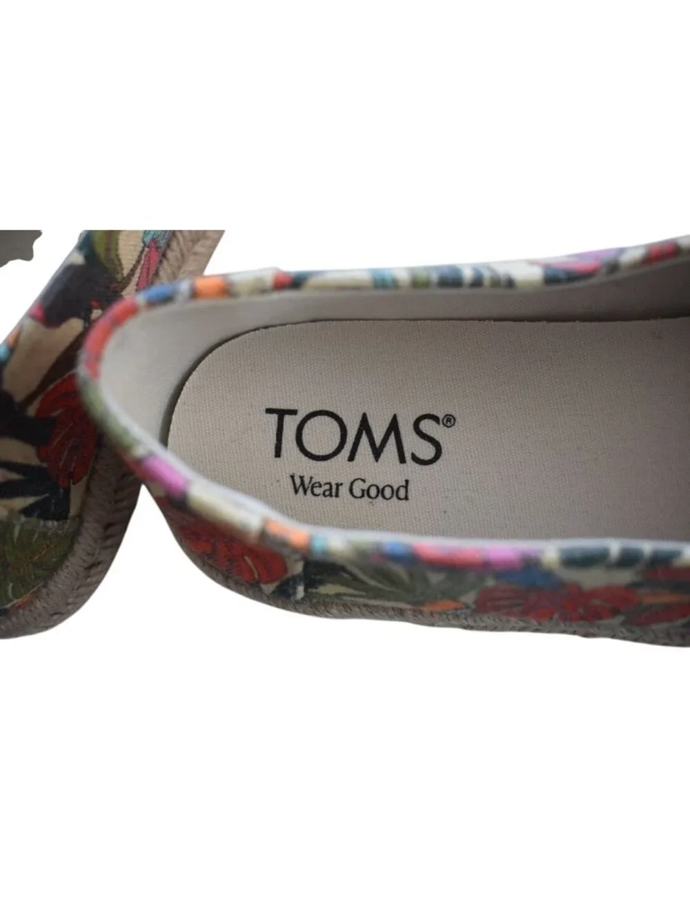 New Women's Toms Alpargata Rope Tropical Print Espadrille Size 8